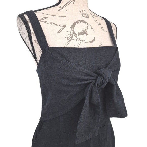 Abercrombie And Fitch black Linen Cotton blend Wide Leg Jumpsuit L - Picture 6 of 12